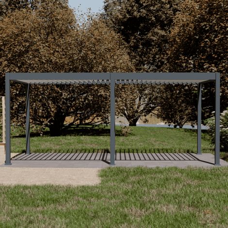 Pergola bioclimatica motorizzata Ombréa ELMO autoportante 3x6M - Antracite/bianco