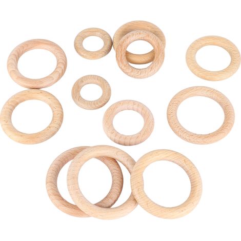 Anneaux de rideaux, crochets, anneaux de suspension, accessoires pour tringle romaine, anneaux de suspension en bois, anneaux multi-usages en bois de hêtre, produits en bois, anneaux dentés, vendus pa (1/5)