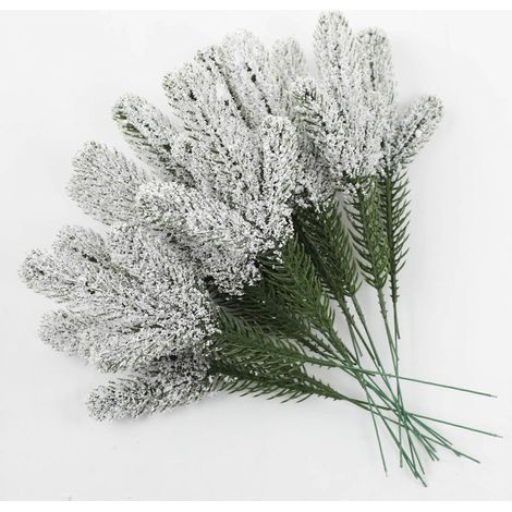 Branches de pin artificielles avec fruits rouges, aiguilles en PE, à 3 pointes pour la décoration de couronnes de Noël. (1/5)