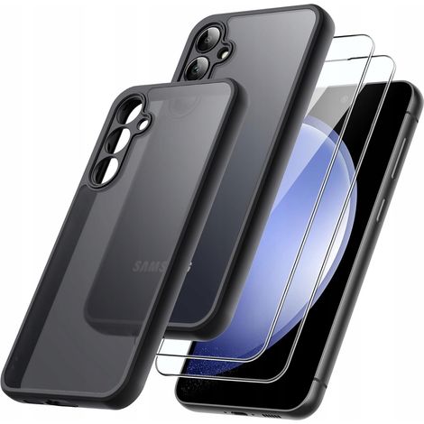 Custodia protettiva nera opaca per Samsung S25 + 2 pellicole in vetro (1/5)