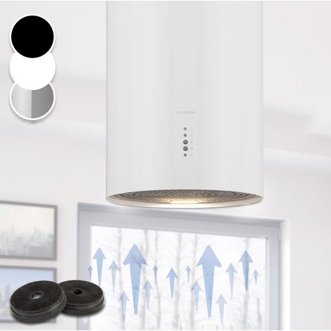 Klarstein – Hotte aspirante îlot 600 m³/h – Éclairage LED – Filtres à charbon actif inclus – Ø38 cm pour cuisine américaine (1/5)