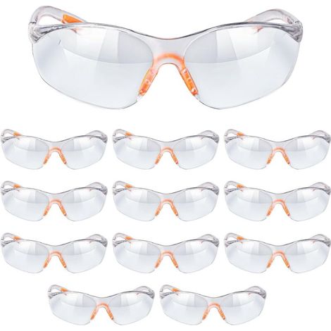 Arbeitsschutzbrille - 12 Stück Transparente Schutzbrille mit Kunststoffgläsern - Schutzbrille für Heimwerker Staub Chemie Gymnasium Labor Herren