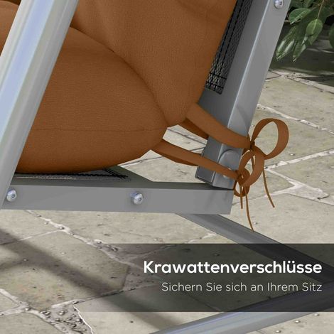 Lot de 4 coussins de chaise, 150x50 cm imperméables, avec attaches, épaisseur 10 cm, marron (1/5)