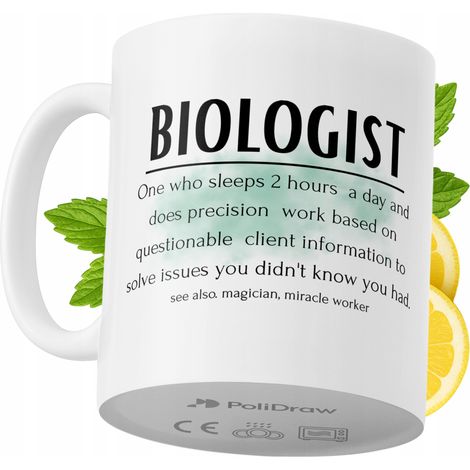 Taza de café/té divertida y humorística para biólogos. Taza con diseño gráfico y texto gracioso para cumpleaños, santos y días festivos. Taza premium para ocasiones especiales en casa, la oficina o el (1/5)