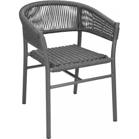 Lot de 2 fauteuils (H)750 x (L)610 mm empilables, en aluminium, corde grise, FLORENCE (1/5)