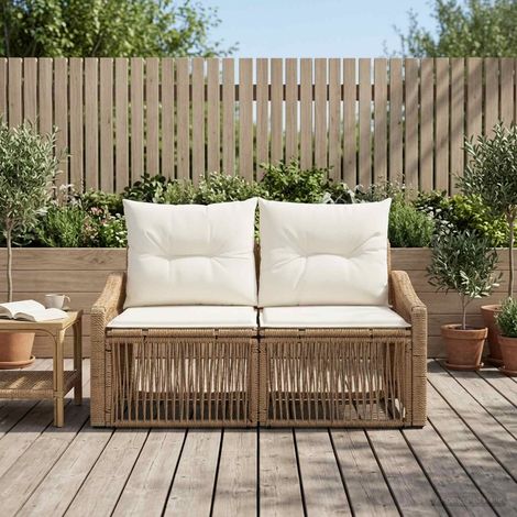 vidaXL Divano da giardino 2-Numero di posti Beige polyrattan (1/5)