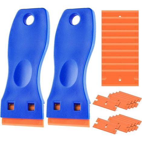 Grattoir Plaque Vitrocéramique, Grattoir Vitre, Grattoir Plastique avec 20 pièce Lames Plastique pour enlever Les étiquettes, a Colle, la peintureAutocollants et décalcomanies (1/5)