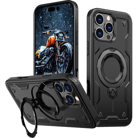 Coque Hybrid Armor Trendy avec MagSafe pour iPhone 16 Pro - Noire (1/5)