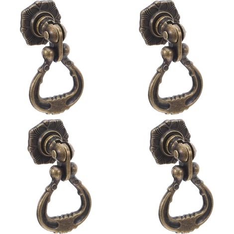 Boutons de meuble vintage 4 pièces en alliage de zinc couleur café avec design ancien pour décoration de la maison et prise confortable (1/5)
