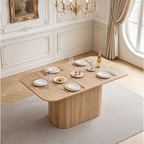 Mesa de comedor rectangular 160x90 cm de MDF efecto madera, para 4-6 personas - CHICFURN (1/5)