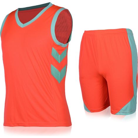 Maillot de basket enfant homme sport V col sans manches tenue orange XL (1/5)