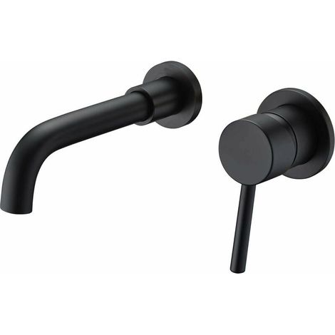 Grifo de baño de pared negro mate, incluye válvula empotrada (1/5)