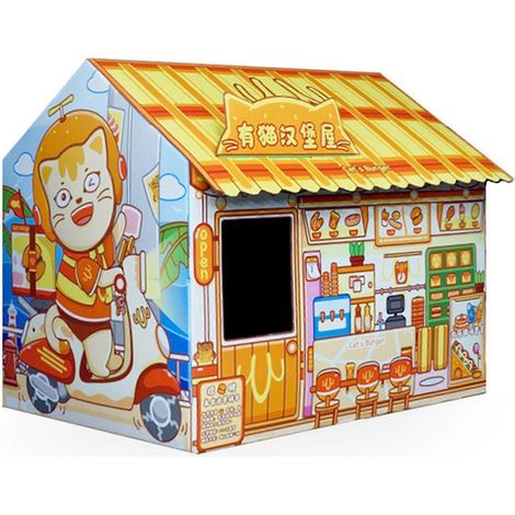 Carton Maison Chat Résistante Portable Jouet Félin Sain avec Herbe à Chat Anti-Déchirure Confortable (1/5)
