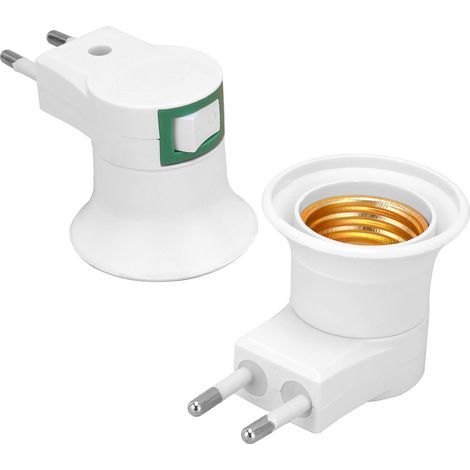 E27 Lampenfassungsadapter mit Schalter, Doppelstecker-Lampenfassungsadapter 220 V EU, Weiß (1/5)
