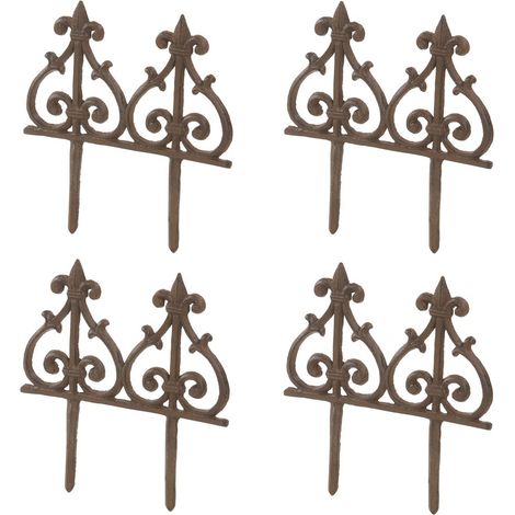 Dehner 4 Borchie per aiuole, in ghisa, Stile nostalgico, 30,5 x 29,5 x 1 cm, Colore: ruggine (1/3)