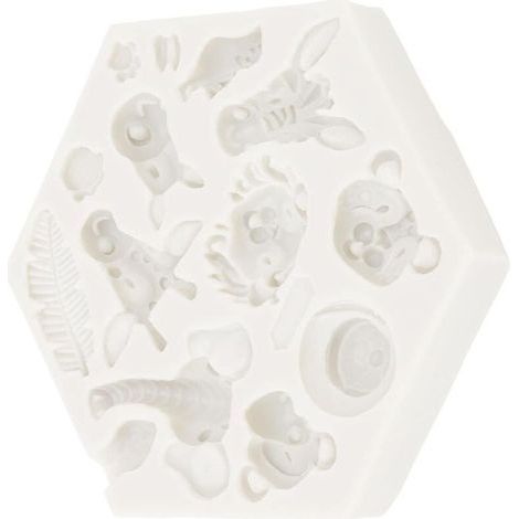 Moule en silicone, mignon moule à gâteau animal de safari de la jungle facile à démouler moule de cuisson souple moule de cuisson souple décoration de gâteau pour gâteau fondant chocolat bricol (1/4)