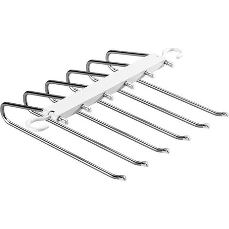 Percha multifuncional multiposte, percha mágica para guardar vaqueros, pantalones, ropa, toallas, percha de viaje plegable, 2 piezas, blanca (1/5)
