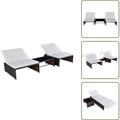 Rattan - vidaXL Sedie da Giardino Reclinabili 2 pz con Tavolo Polyrattan - Sedie con tavolo