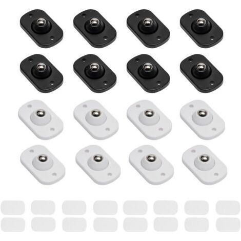 Bardusch-16 mini roulettes auto-adhésives 360°, pour meubles/appareils/poubelles, noir et blanc (1/5)
