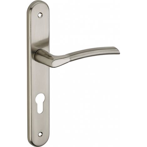 THIRARD - Ensemble de poignées pour porte d'entrée Eris trou de cylindre, carré 7mm, entr'axes 195mm, nickelé brossé - THIRARD (1/2)
