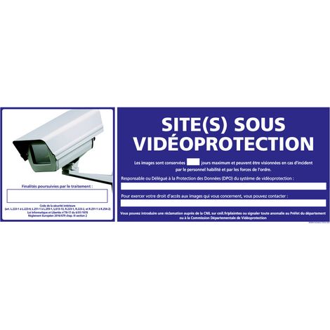 PANNEAU SITE(S) SOUS VIDEO PROTECTION (G1184) - Plastique PVC 1,5 mm - 350 x 125 mm