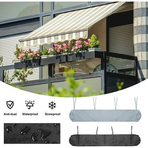 Sac de Protection pour Store Banne, 4.5m Housse de Protection Anti-poussière pour auvent de terrasse Noir Housse de Rangement pour auvent de terrasse, Protection imperméable en Hiver,-- (1/5)