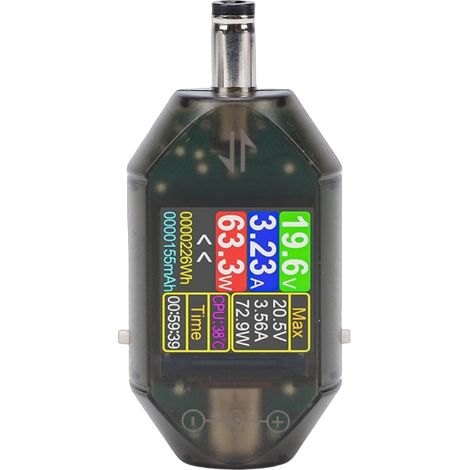 Testeur de tension cc 4.5-50V 0-6A 0-600W, détection à 2 voies, écran couleur rotatif, Interface DC5.5x2.5/2.1, compteur de puissance actuel. (1/5)