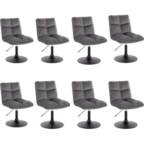 HOME DELUXE - Barhocker ACE - 8er Set, Farbe: Hellgrau- 360 Grad drehbar, Höhenverstellbar, weiche Polsterung, bis 120 kg belastbar I Küchenstuhl Speisestühle Esszimmerstühle  Stuhl Pokerstuhl Drehstu