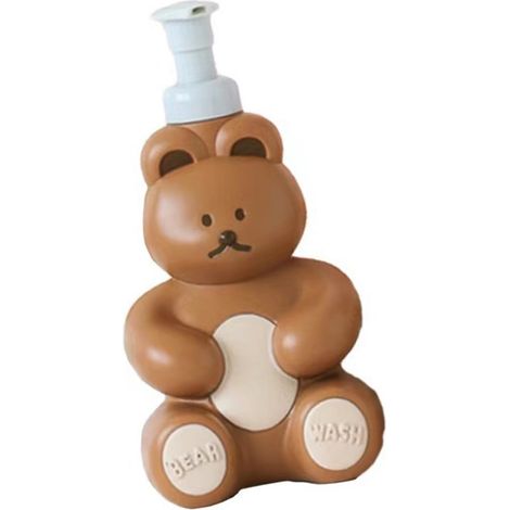 Flacon distributeur de savon moussant en forme d'ours mignon, grande capacité, pour nettoyant visage, gel douche et savon pour les mains, couleur chocolat. (1/5)