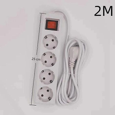 Multiprise avec interrupteur, rallonge de 2/3/5 mètres, adaptée aux petits appareils électroménagers, connecteur 4 broches de 2 mètres. (1/5)
