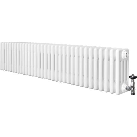 Radiatore Tradizionale 4 Colonne Orizzontale Bianco & Valvole 300 x 1505 mm (1/5)
