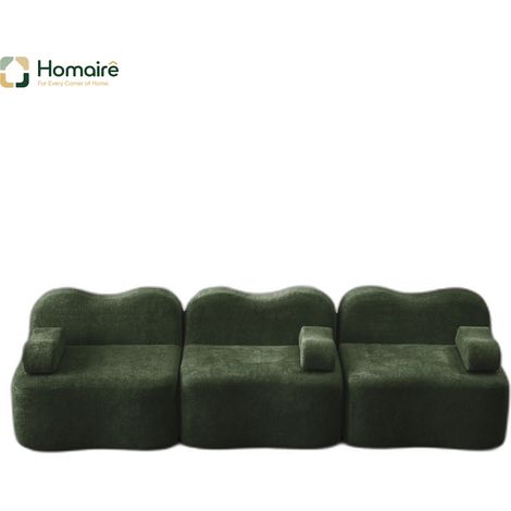 Canapé modulable en velours vert avec accoudoirs 288 x 98 x 70 cm HOMAIRE (1/5)