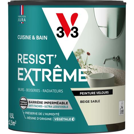 Peinture multi-supports Cuisine & Bain Resist'Extrême® V33 Beige sable satin 0,5L (1/3)