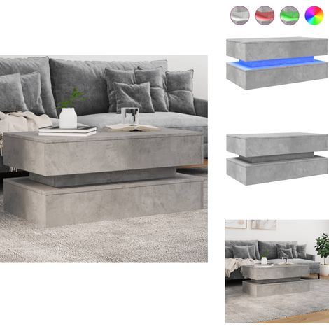 Table basse avec lumières LED gris béton 90x50x40 cm - Table Basse Design - Table Basse Led - Table Basse Lumineuse - Meuble Salon - Table D'appoint Moderne (1/5)