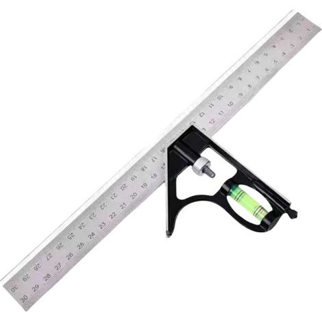 300mm Équerres Combinées en Acier Inoxydable, Règle d'angle de Combinaison, Règle de Combinaison Carrée, Équerres à Combinaison Précis, Réglable Outils de Mesure Pour Tracé, Mesure, Marquage (1/4)