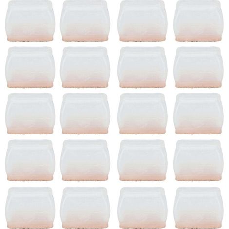 Protecteur de pieds de chaise, 20 pièces,couverture de coussin de meubles en feutre de caoutchouc, anti-rayures, bruit, rectangulaire Transparent (1/4)