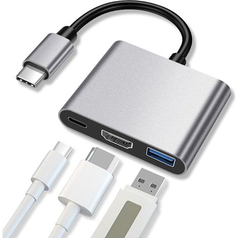 USB-C-Hub mit 4K-HDMI-Anschluss, 3-Port-USB-C-Adapter für MacBook, 4K-HDMI + 100-W-PD (1/5)