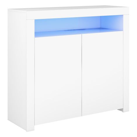 NEED Coiffeuse buffet blanc meuble de rangement de salon avec lumière LED (1/5)