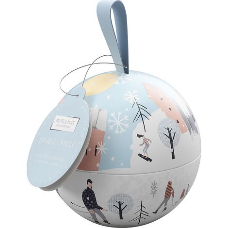 Bougie nomade boule de Noël flocons givrés