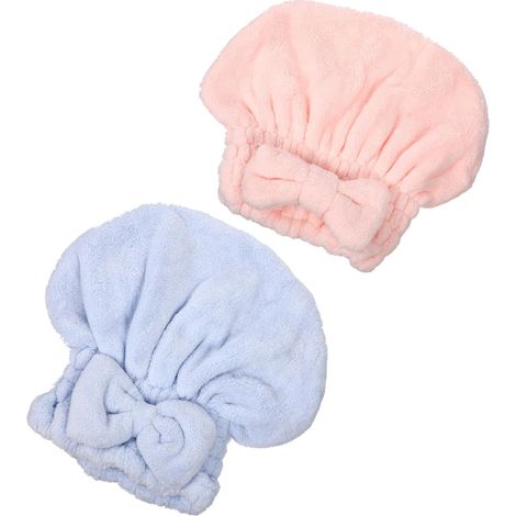 2 pièces Lot Bonnet de Éponge Épais ServietteSéchage Rapide avec TurbanDoux et Absorbant pour Femme Enveloppement Confortable et Ajusté