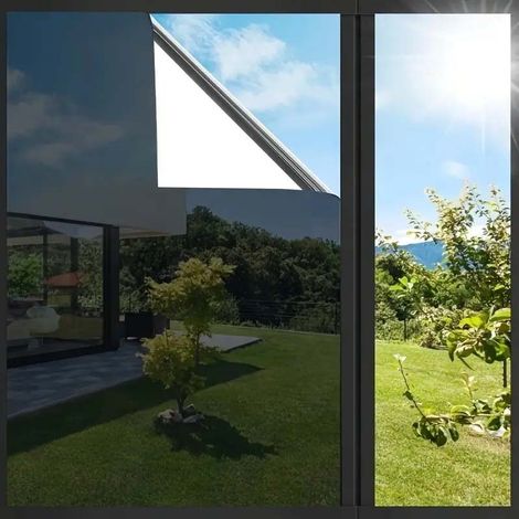 rouleau Film fenêtre PET intimité classique statique protection contre soleil isolation thermique pose rapide maison bureau et balcon Noir (1/5)