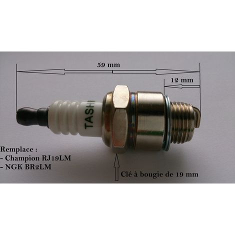 Jardiaffaires – Bougie d'allumage pour moteur Briggs Stratton – Remplace NGK BR2LM et Champion RJ19LM – Clé à bougie 19 mm – Allumage 4 temps