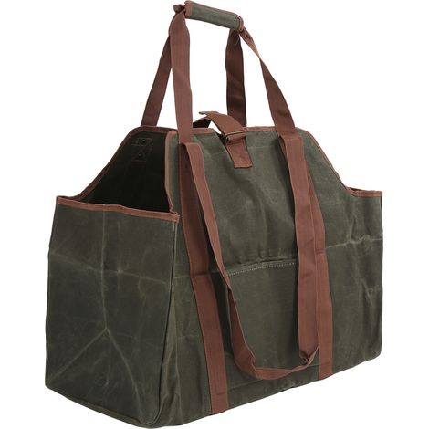 Grand sac à bûches portable en toile avec sac à bûches portable indéchirable (1/5)