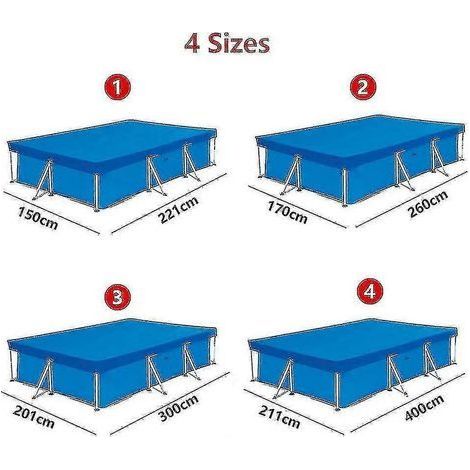 Couverture rectangulaire pour piscine hors-sol gonflable familiale, 260 x 160 cm, imperméable et résistante à la poussière. (1/5)