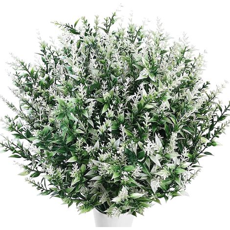 6 Pices Fleurs De Lavande Artificielles - Blanc, Faux Bouquets De Lavande Artificielles, Fleurs Et Plantes Artificielles D'intrieur En Plastique R (1/5)
