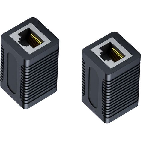 Deux adaptateurs coupleurs Gigabit RJ45 femelle-femelle pour rallonges de câbles réseau CAT6 et CAT5e, multicolores. (1/5)
