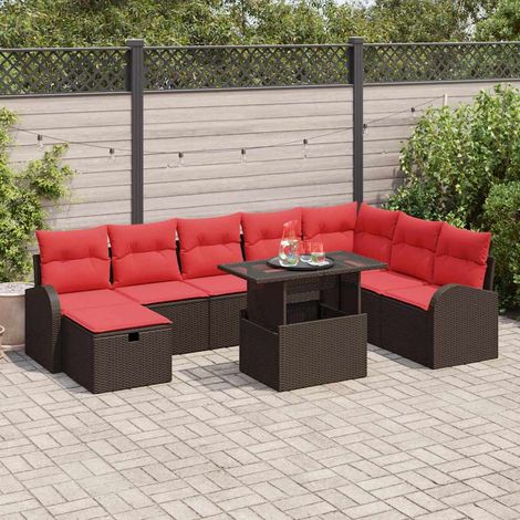 Set Divano da Giardino con cuscino 9 pcs Marrone Poly Rattan vidaXL (1/5)