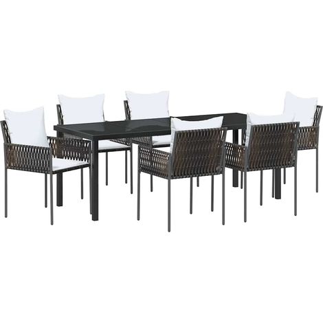Maison Exclusive - Set da Pranzo per Giardino 7 pcs Marrone e Nero Rattan in PE
