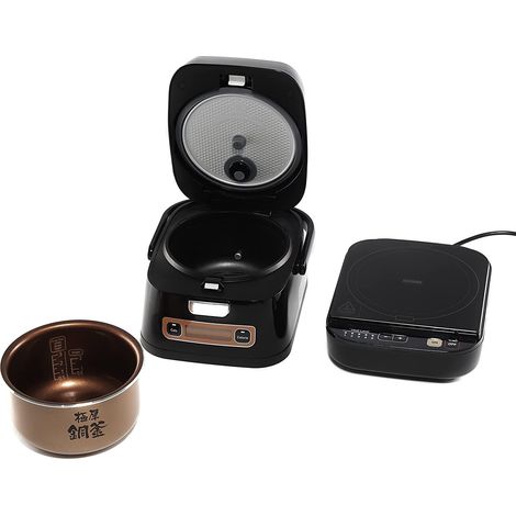 Iris Ohyama, cuociriso a induzione 2-in-1 con piano cottura, 800 W, RC-ID31, nero
