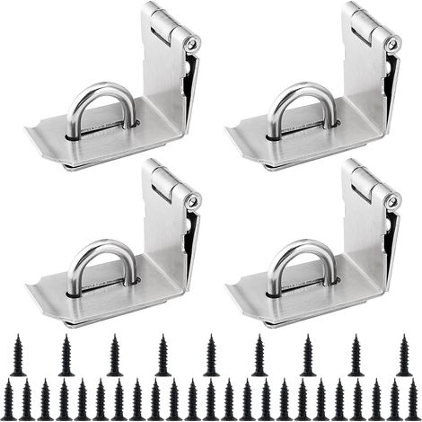 Lot de 4 loquets de porte à angle droit de 10,2 cm, loquet de porte à 90 degrés avec vis, serrure de porte à angle droit en acier inoxydable pour portes et fenêtres (1/5)